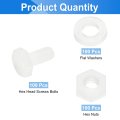 300 Pieces Nylon Hex Bolt Set M3 X 6mm Plastic Full Threaded Screws Nuts And Flat Washers For Electronics Machinery Industrial