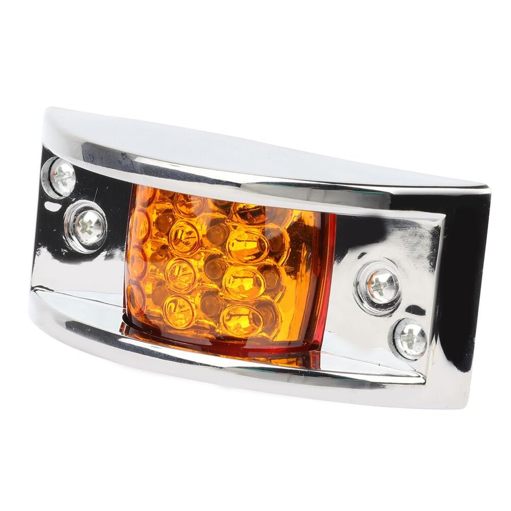 6 Pack Led Rectangular Armored Style Side Marker Lights Amber Clearance Trailer With Chrome Housing Waterproof For Truck Rv Atv