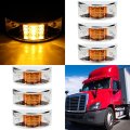 6 Pack Led Rectangular Armored Style Side Marker Lights Amber Clearance Trailer With Chrome Housing Waterproof For Truck Rv Atv