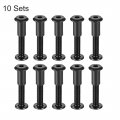 Uxcell Screw Post Fit For 5 16 8mm Hole Dia Male M6x40mm Binding Bolts Leather Fastener Carbon Steel Black 10 Sets