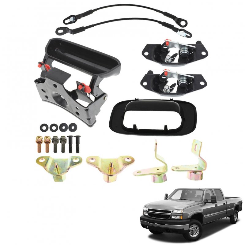 Tailgate Handle Hinge Latch Striker Cable Kit For 1999 2000 2001 2002 2003 2004 2005 2006 2007 Silverado Sierra Part 15074253