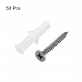 Uxcell 6x30mm Plastic Expansion Tube For Drywall With Black Screws 50pcs