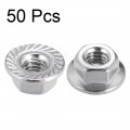 Uxcell M4 Serrated Flange Hex Lock Nuts 316 Stainless Steel 50 Pcs