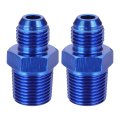 2pcs 6an Male Flare To 3 8 Npt Pipe Fitting Aluminum Straight Union Coupler Connector Fuel Hose Adapter For Automotive Blue 