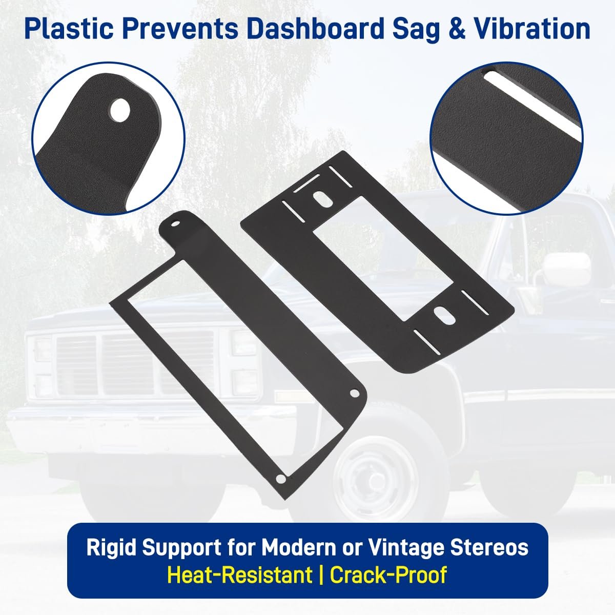 Din Radio Install Kit For Chevrolet Gmc Ck 1973 1987 Replace 87 99 3052 Abs Plastic Dash Support Panel Single And 2 Shaft Head