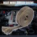 X Autohaux Fiberglass Heat Wire Shield Sleeve High Temp Adjustable 3 2ft 8mm 16 Titanium Tone For Car Loom Protection