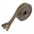 X Autohaux Fiberglass Heat Wire Shield Sleeve High Temp Adjustable 3 2ft 8mm 16 Titanium Tone For Car Loom Protection