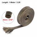 X Autohaux Fiberglass Heat Wire Shield Sleeve High Temp Adjustable 3 2ft 8mm 16 Titanium Tone For Car Loom Protection