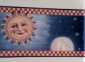 Wallpaper Border David Carter Brown Country Sun Moon On Starry Sky Check Trim 