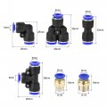 Uxcell Pneumatic 6mm Od Polyurethane Pu Air Hose Tubing Kit 10 Meters Blue With 12 Pcs Push To Connect Fittings