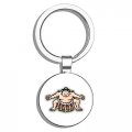 Glover Trading Sumo Wrestler Round Stainless Steel Metal Key Chain Keychain Ring Double Sided Deisgn 