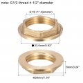 Uxcell G1 2 Lock Nut With Flange Hex Brass Female Locknut For Plumbing 2pcs