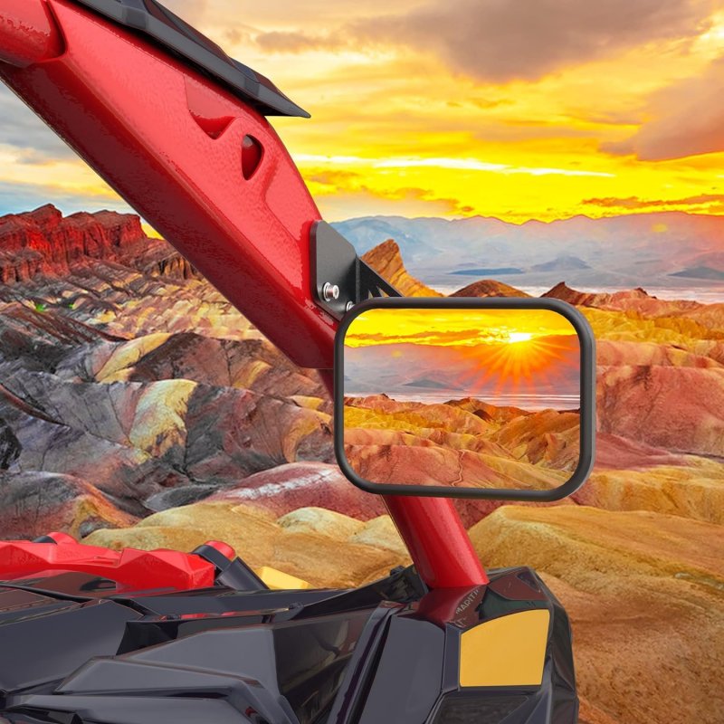 Mzs X3 Side Mirrors Rear View Racing Style Convex Design W Mounting Bracket Compatible 2017-2023 Maverick Max Xds Xrs Xmr Xrc