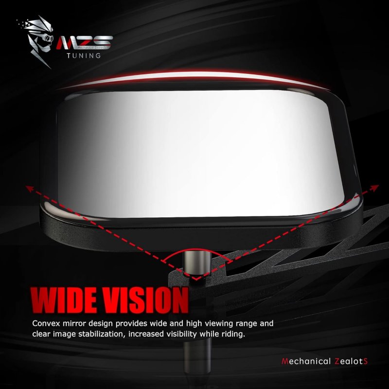 Mzs X3 Side Mirrors Rear View Racing Style Convex Design W Mounting Bracket Compatible 2017-2023 Maverick Max Xds Xrs Xmr Xrc