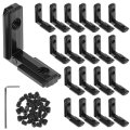 20pcs 2020 Aluminum Extrusion Connectors Black For European Standard Profiles Slot 6mm 