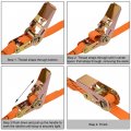 Uxcell Ratchet Tie Down Lashing Strap 1 X 33ft 550lb 250kg Load Polypropylene For Moving Securing Cargo Orange