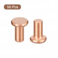 Uxcell 50pcs Copper Solid Rivets 3 32 X 13 64 Flat Head Rivet Metal Fasteners For Electrical Applications Leather Working