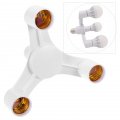 2 Pcs Light Adapter E27 Bulb Home Lampholder Socket Extension Conversion Base Lamp Holder White Stand 3-head Abs Lamps Extend