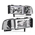 G-plus Led Headlights Fit Dodge Ram 1500 1994-2001 Fit 2500 3500 1994-2002 Not Sport Headlamps W O Bulbs Drl Clear Lens Chrome 