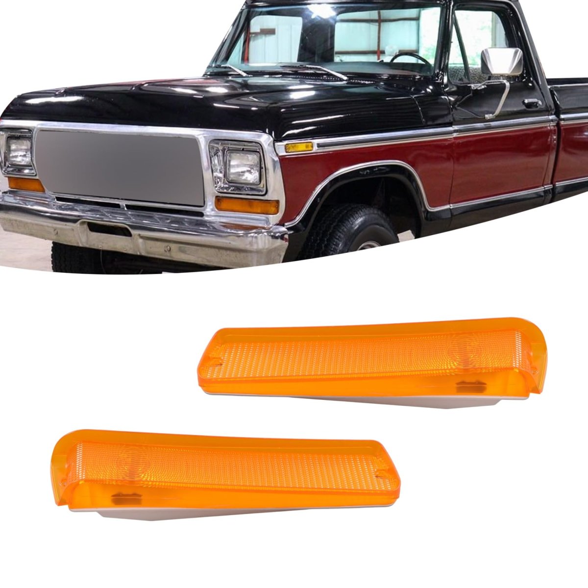 Left And Right Side Truck Amber Acrylic Pair Turn Signal Lights Replacement For F150 1973-1979 Bronco 1978 1979