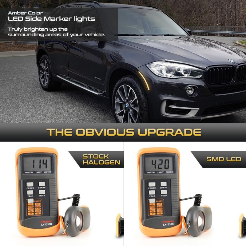 Full Led Strip Front Side Marker Lights Fender Parking Lamps For 2014-2018 Bmw F15 F85 X5 Chrome Housing Clear Lens Left Right