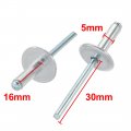 Uxcell 20 Pcs 5mm X 16mm Aluminum Open End Large Flange Blind Rivets