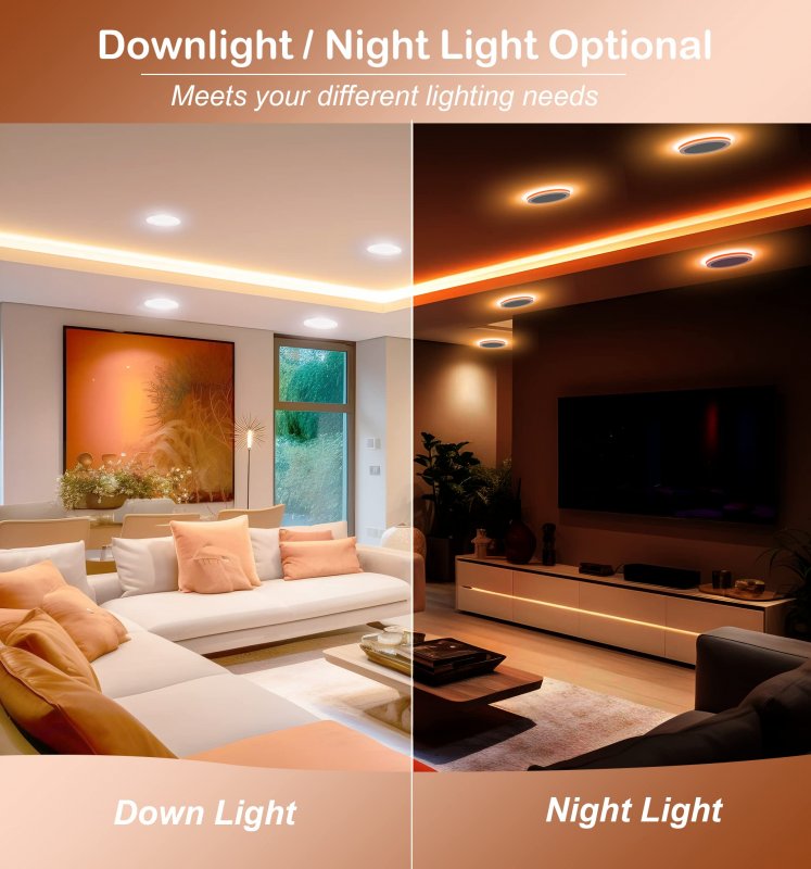 Cloudy Bay 6 Pack Inch 5cct Led Recessed Ceiling Light With Night 2700k 3000k 3500k 4000k 5000k Selectable Ultra-thin Baffle