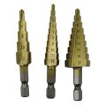 Usonline911 3 Pcs Set Titanium Step Cone Drill Hole Cutter Bit Large Set Tool