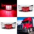 2 Pack Red Led Rectangular Armored Style Side Marker Lights With Chrome Waterproof Clearance Trailer For Truck Rv And Heavy 