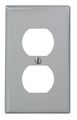 Leviton 80703-gy 1-gang Duplex Device Receptacle Wallplate Standard Size Thermoplastic Nylon Mount Gray 