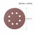 Uxcell 20pcs 5 Inch 8 Hole Hook And Loop Sanding Disc 320 Grit Flocking Sandpaper Random Orbital Sander Paper