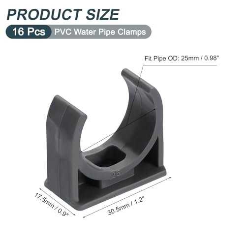16pcs Pvc Water Pipe Clamps Clips U-shaped Tubing Hose Buckles Irrigation Tube Holder For 25mm Od Tv Trays Hanger Support Gray