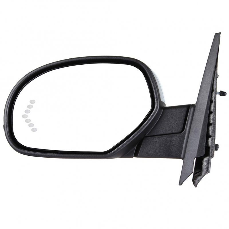 Black Left Side Mirror Fit For 2007-2013 Chevy Silverado 1500 Metallic Finish Glass Power Folding Heated Turn Signal Memory