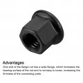 Uxcell M12 Flange Hex Nuts 5pcs Grade 12 9 Carbon Steel Black Oxide Finished For Machinery