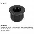 Uxcell M12 Flange Hex Nuts 5pcs Grade 12 9 Carbon Steel Black Oxide Finished For Machinery