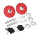 Kimiss Car Hood Locks 2pcs Universal Aluminum Alloy Engine Cover Lock Key Pin Kit Safety Red