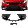 Hecasa Pair Fog Light Bezel W Led Drl For 2022-2024 Honda Civic Dynamic Sequential Led Daytime Running Turn Signal Lamp Clear 
