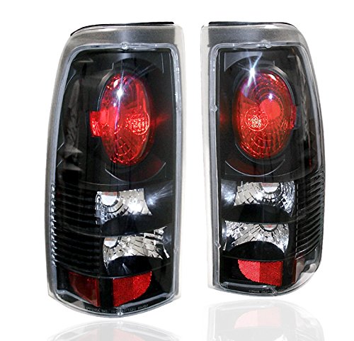 Tail Brake Lights Rear Lamps Black For 1999-2002 Chevy Silverado 1999-2003 Gmc Sierra Fleetside