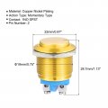 Uxcell Latching Metal Push Button Switch 19mm Mounting Dia 1no Spst Yellow Led Light High Round Head 1pcs