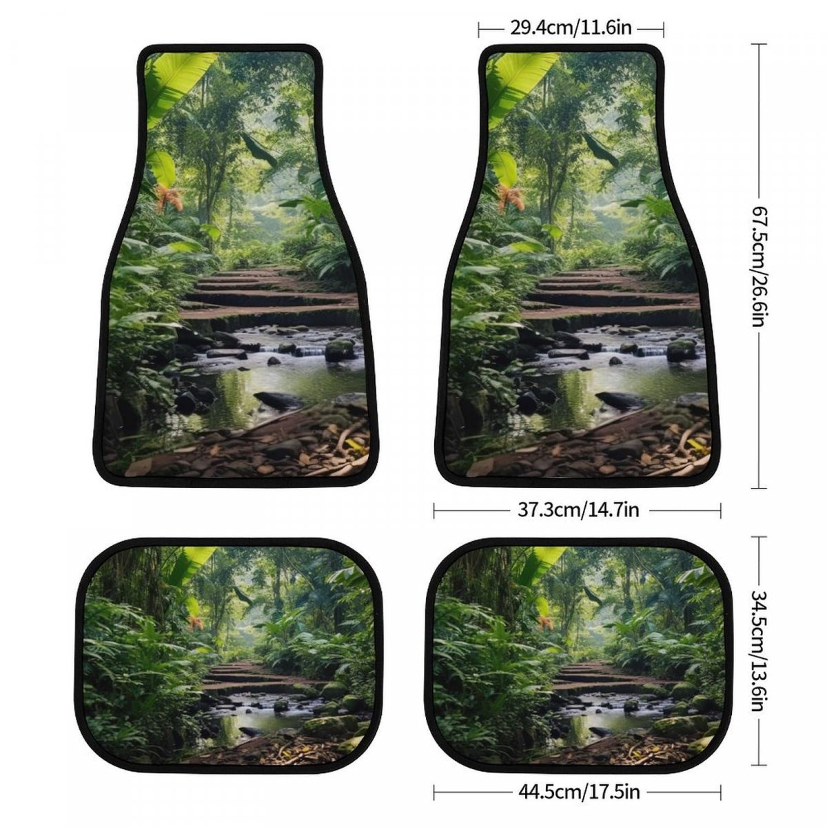 Rainforest Landscape Car Floor Mat Set Universal Fit 4-piece Scenery Automotive Mats All Weather Anti-slip Protectionpets