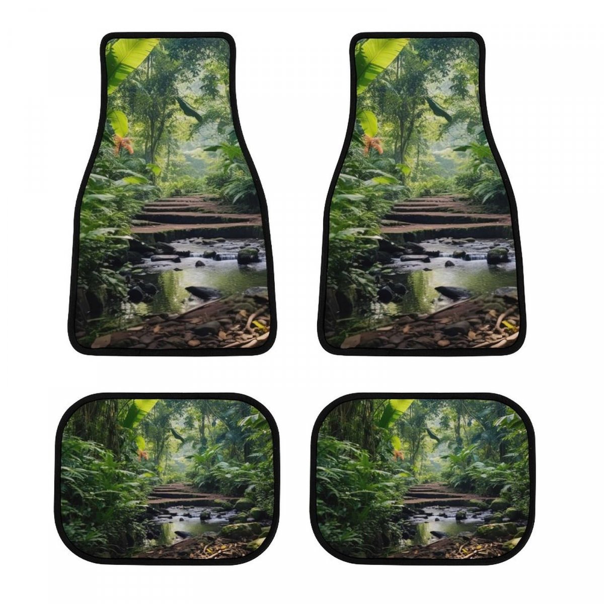 Rainforest Landscape Car Floor Mat Set Universal Fit 4-piece Scenery Automotive Mats All Weather Anti-slip Protectionpets