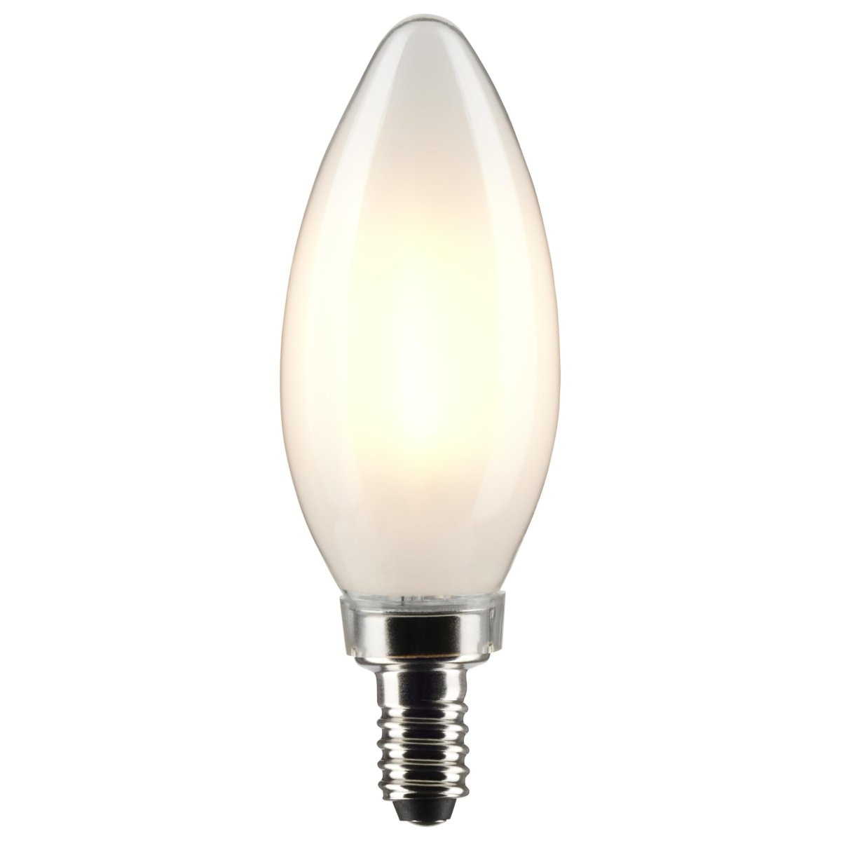 S21823 4w B11 Led Filament Lamp Dimmable Warm White 2700k 350 Lumens Frost Finish Candelabra E12 Base Wet Location And Enclosed