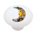 Mexican Talavera Style Crescent Moon High Gloss Ceramic Drawer Knob 
