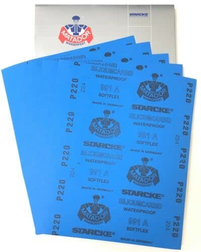 Matador Abrasive Wet Or Dry Sandpaper 25 Sheets 220 Grit 9 X 11 Silcon Carbide Made In Germany