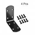 Uxcell Corner Brace Angle Bracket Fastener L Shape 85mmx85mmx37mm Black Round End With Screws 4pcs