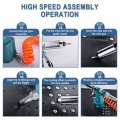Wadoy Pneumatic Rivet Gun Set With 5 Nosepieces 1 4 8 3 16 32 And 32 Black Air 50pcss Heavy Duty Powered Rivet