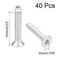 Uxcell M3x16mm Flat Head Machine Screws Inner Hex Screw 304 Stainless Steel Fasteners Bolts 40pcs
