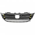 Hecasa Front Upper Grille Compatible With 2016-2018 Honda Pilot W Chrome Trim Molding Mesh Bumper Grill