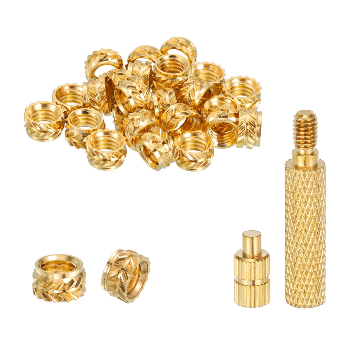 50 Pcs M4 X 4mm Heat Set Threaded Inserts With Soldering Iron Tip Press Tool Brass Metric Knurled Nuts For 3d Printing Plastic
