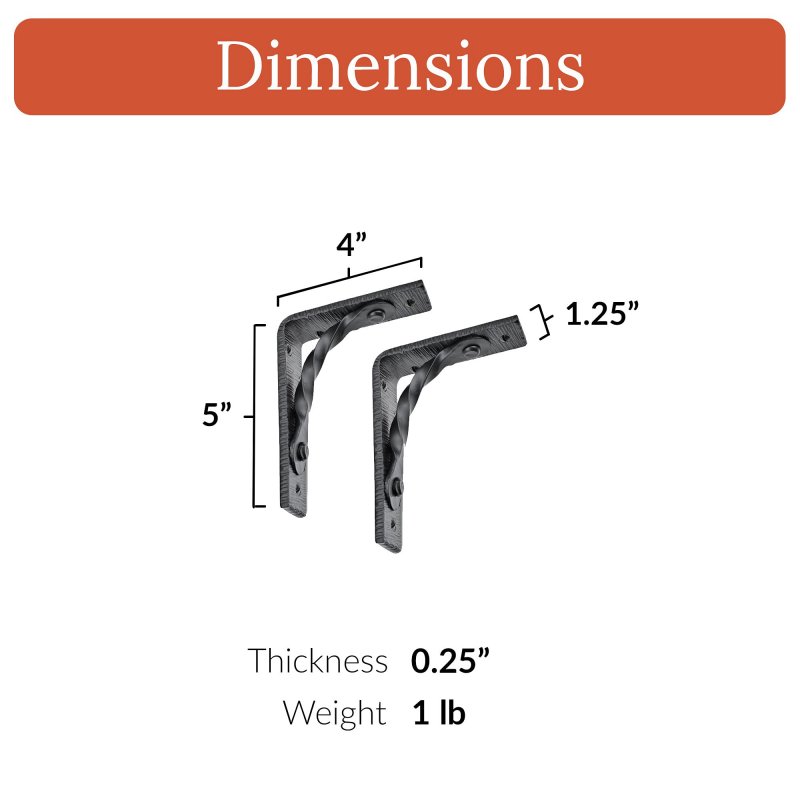 Heavy Duty Floating Shelf Brackets 5in X 4in 2 Pack Black Metal Wall Supports Handmade Decorative Wood Angle Rustic Cast Iron
